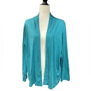 L.L. Bean Teal Green Pima Cotton Open Front Cardigan Women's Plus Size 2X
